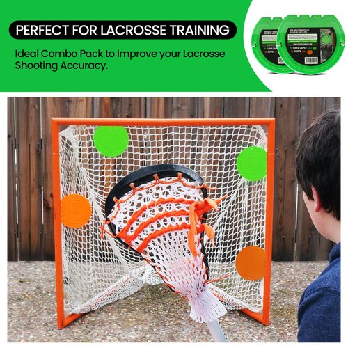 Combo Bundle of Durable Magnetic Lacrosse Goal Targets/Hockey Targets with 4 Pearl Lacrosse LT Textured Balls and 4 Tethers| Lacrosse Net Goalie Targets for Shooting Practice and Training