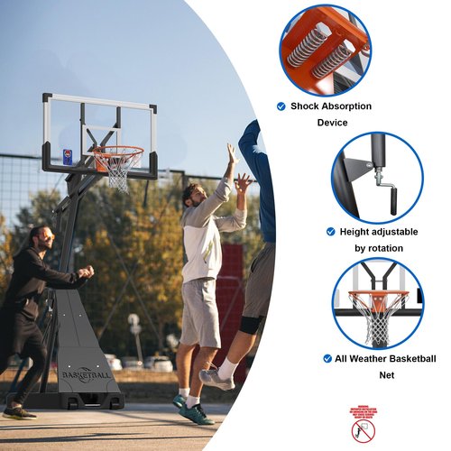 Cofiyard Portable Basketball Hoop with 44 Inch Shatterproof Backboard,10FT Height Basketball Hoop Outdoor with Extra Sandbag, Adjustable Basketball Goal System for Youth and Adults