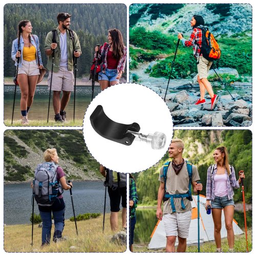 HJZHII 6 Pack Trekking Poles Quick Flip Pole Clamps with Nut Screws, 3 Size Trekking Poles Clamp Replacement Locking Clips Climbing Pole External Lock for Hiking Walking Camping Mountaineering