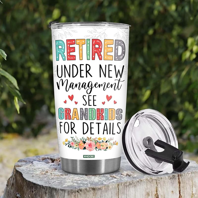 WHIDOBE Retirement Tumbler - Gift for Retired Women, Grandma, Mom - 20 oz Stainless Steel