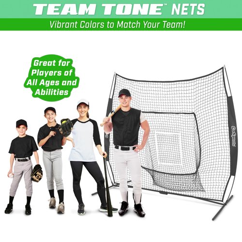 GoSports 7x7 ft Baseball & Softball Batting & Pitching Net with Strike Zone – Available in Team Colors - Black