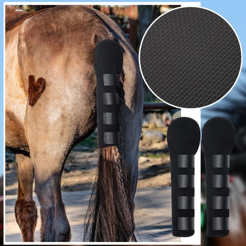 Eccliy 2 Pcs Horse Tail Wrap Protector Adjustable Touch Fasteners Non-Slip Horse Care Tail Bag Guard Accessories for Show and Stable Use, Black