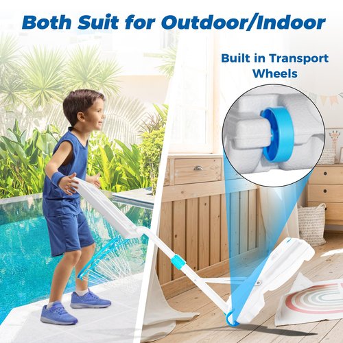 Skytime Pool Basketball Hoop Poolside, Stainless Steel Rust-Proof 32" Portable Basketball Hoop Outdoor, Height Adjustable Swimming Pool Basketball Goal Set, Perfect for Swimming Pool & Home Play,25L