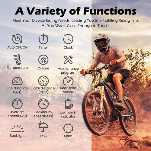 PRUNUS Bike Speedometer and Odometer Wireless Waterproof Bicycle Computer with Touch Sensor Switch, Big Digital LCD Screen, Automatic Wake-up for Outdoor MTB Road Cycling and Fitness…