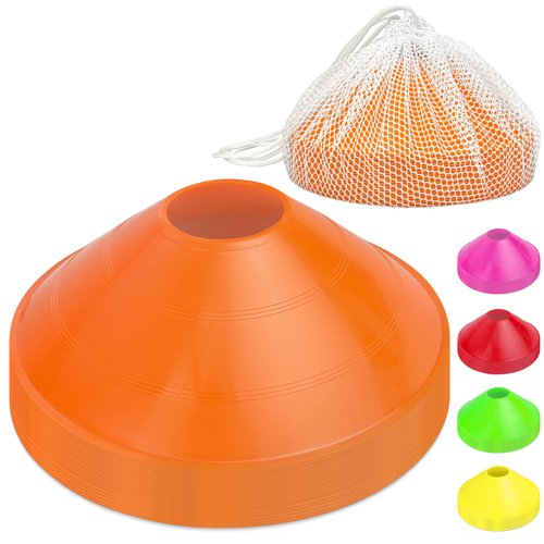GoSports Premium Sports Cones for Agility Training and Drills - 20 Pack with Tote - Orange