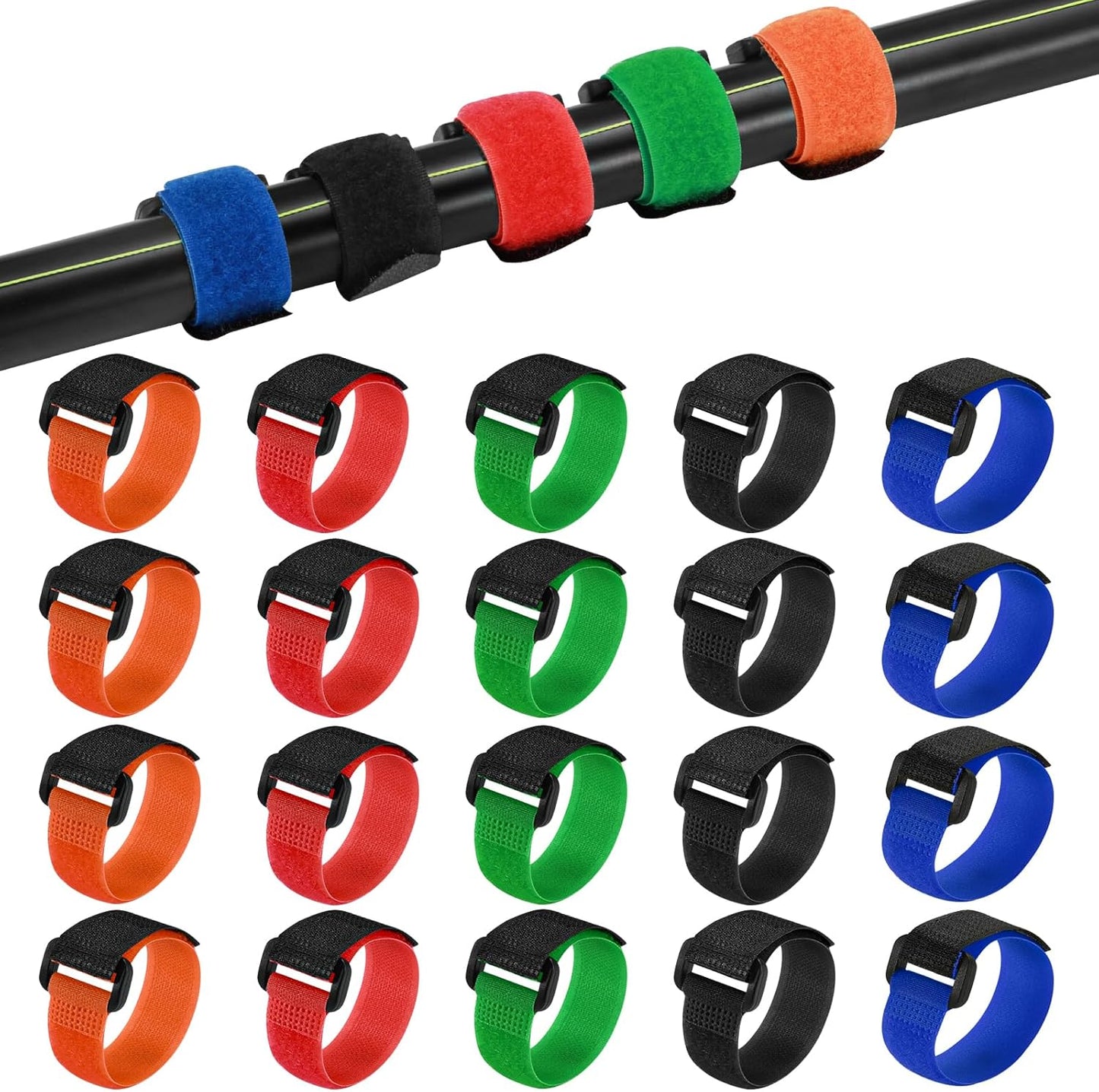 20Pcs Fishing Rod Belt Straps & Tackle Ties,Fishing Rod Holder Strap Angler's Accessory for Organizing and Protecting Fishing Rods Fit for Casting/Spinning/Fly Rods