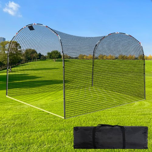 Sharellon 13×10×8FT Baseball Softball Batting Cage, Black Portable Batting Cages for Backyard Outdoor Pitching Practice Net，Baseball Batting Practice Net, Indoor Training Cage with Ground Frame