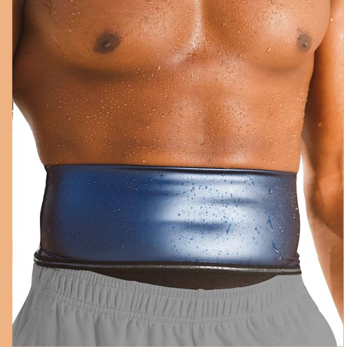 Waist trainer Slimmer Wrap for Men Sauna Belt Workout Slim Body Sweat Wrap for Stomach and Back Lumbar Support Blue L/XL
