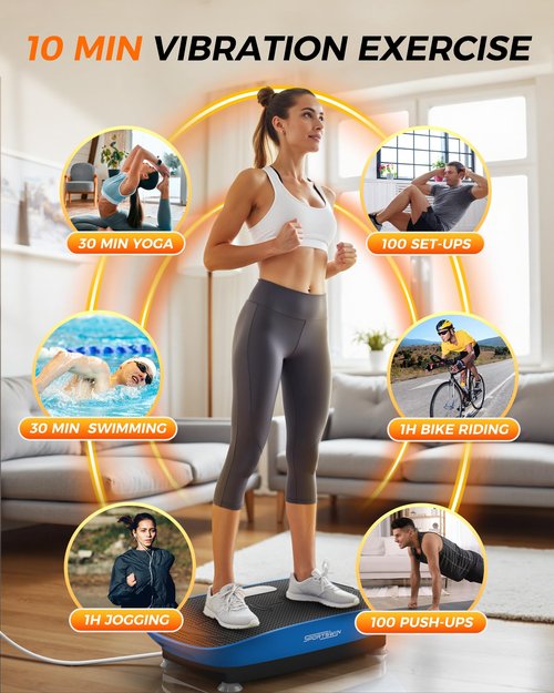 SPORTSWIN Vibration Plate Exercise Machine, Fitness Platform Shaking Full Body, Vibration Plate for Lymphatic Drainage, Motor Speed Control , Home Training Equipment for Weight Loss & Toning (Blue)