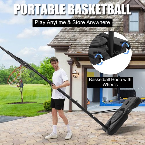 Adjustable Basketball Hoop Outdoor 10ft, 44 Inch Backboard, Portable Basketball Goal for Adults, in Backyard Driveway Indoor