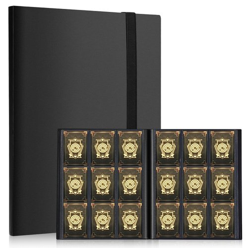 Card Binder, EDUDIIU 9 Pockets Premium Trading Card Binders, Cards Collection Binder Album, Side Loading Yugioh Holder Book for Sport, Football, Baseball Collector - Black