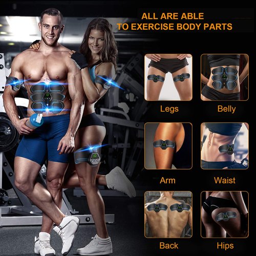 Ab Muscle Toner & Trainer ??EMS Muscle Fitness Device with LCD Screen ??USB Rechargeable Core Workout Gear for Abs, Arms & Legs