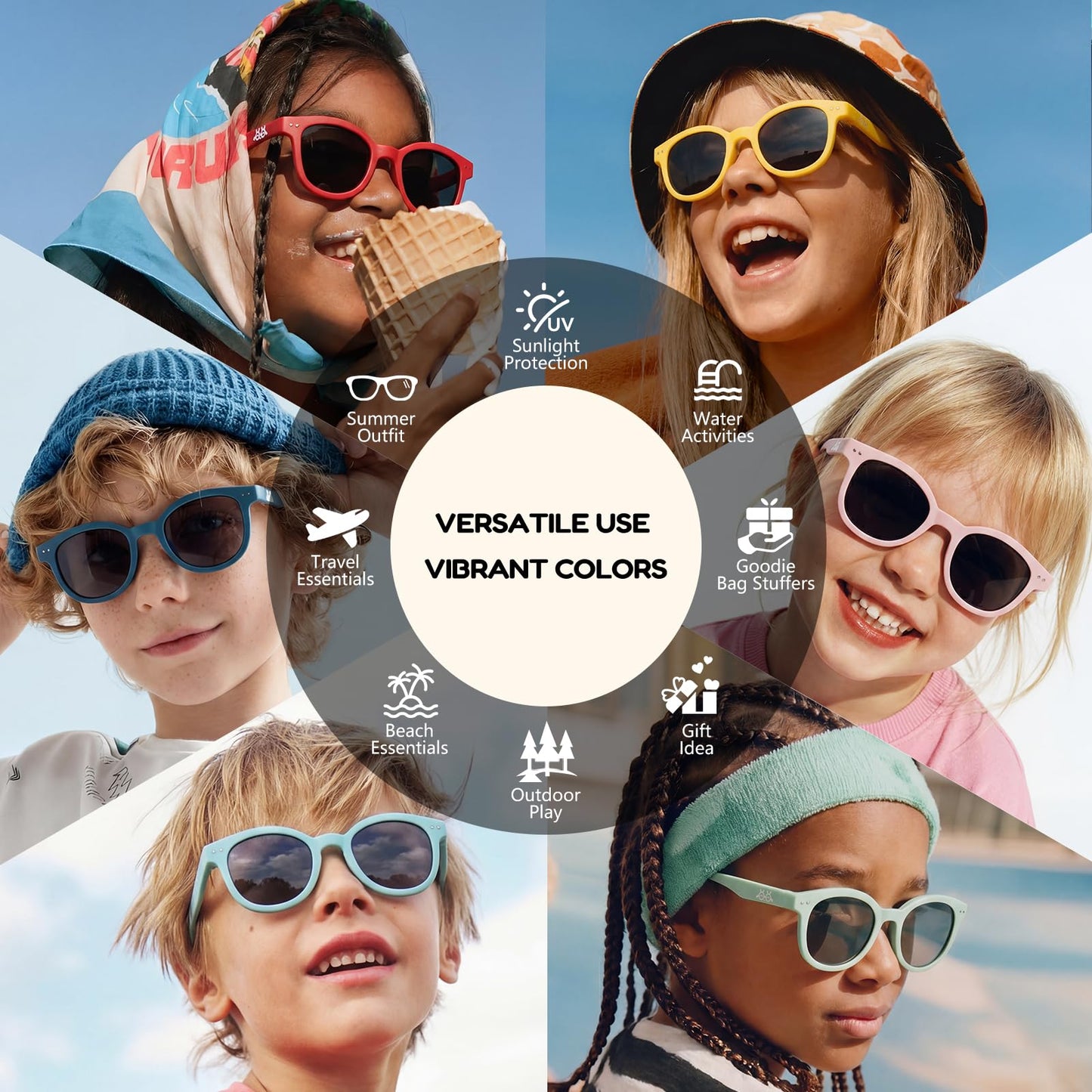 EYEBUDDY Kids Toddler Sunglasses Age 2-4/3-5 Boys Girls Polarized UV Protection Sun Glasses for Age 2-8