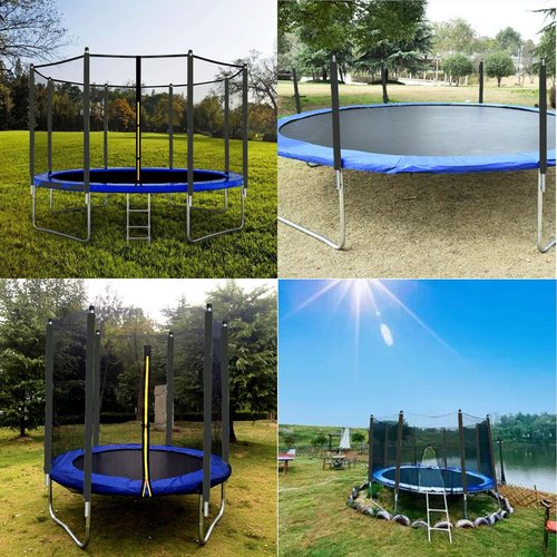 Universal Trampoline Poles, Replacement Poles with Clamp and Hardware, with Enclosure Pole Connecters, Screws and Bolts, Pole Caps, Fits Most Straight Poles Trampoline