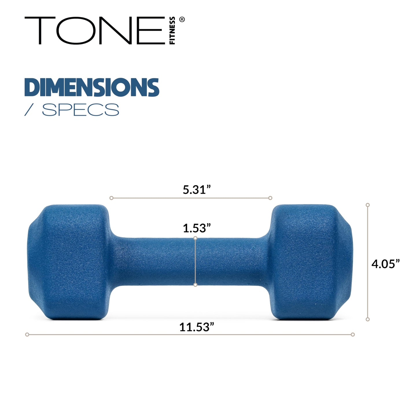 Tone Fitness 20 lb Neoprene Dumbbell Pair for Home Workouts – Non-Slip Design - Blue