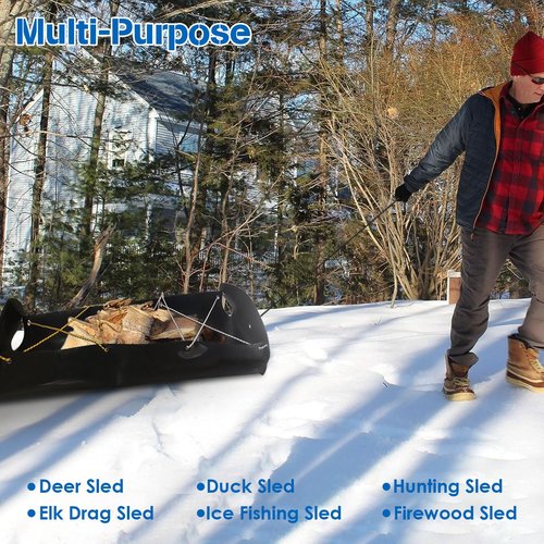 Lanathel Deer Drag Sled, Heavy Duty Dead Sled Deer Drag, Multi-Purpose Utility Sled for Hauling Deer Hunting, Fire Wood, Ice Fishing & Camping Hunting Gear, with Pull Rope & Storage Bag, Easy to Carry