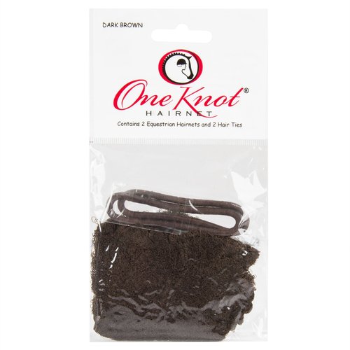 One Knot HAIRNET with 2 Comfort Equestrian Hairnets and 2 Matching Hairties, Dark Brown