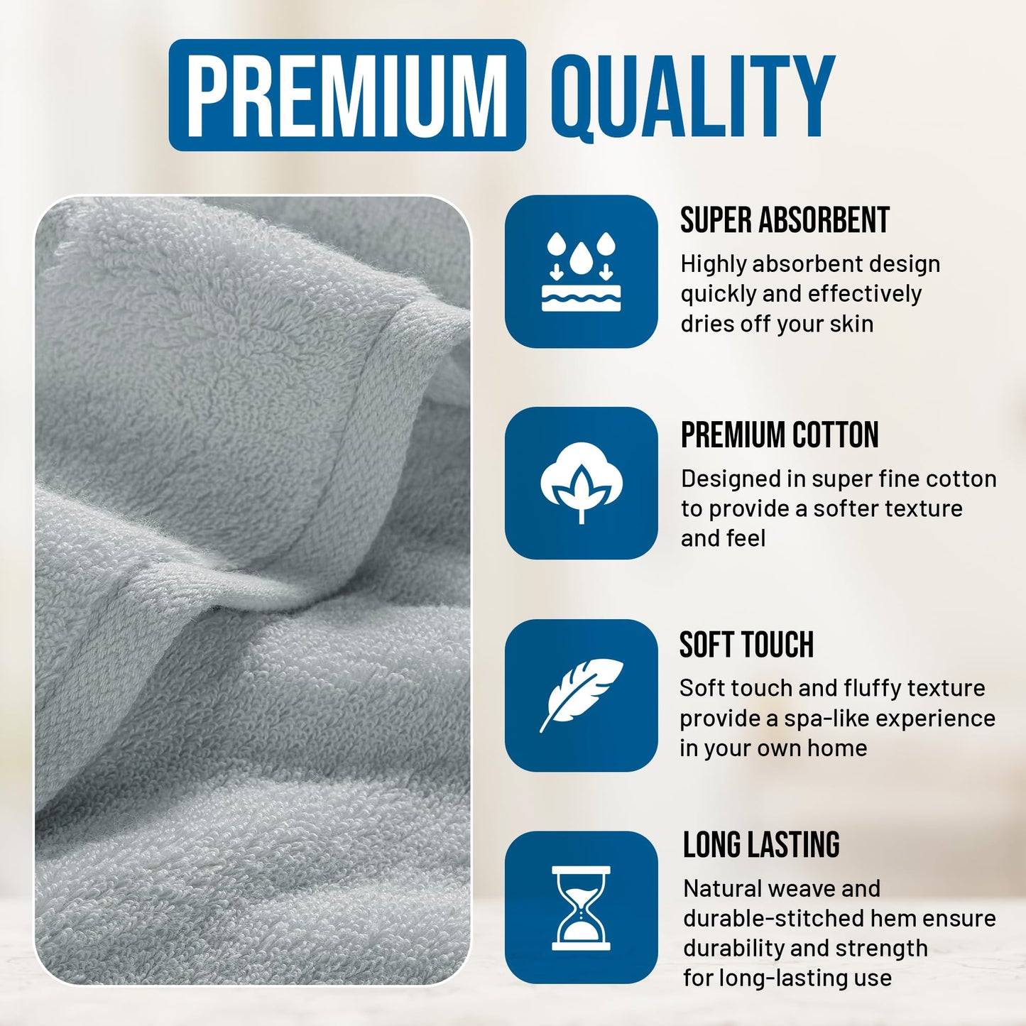 TOWELTIQUE Oversized Bath Towels - 36 x 72 Extra Large Organic Cotton Bath Sheets for Adults | Jumbo Hotel-Size, Ultra Absorbent & Soft | 2 Pack