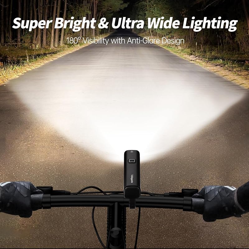 Bike Lights Set 2400 Lumens USB-C Rechargeable Front & Tail Light IPX6 Aluminum