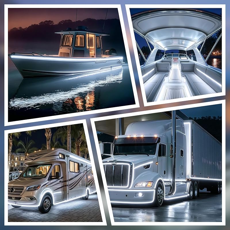 40ft White LED Boat Lights IP67 COB Waterproof Marine Lighting - SHUNLEE Variation: 40FT-White