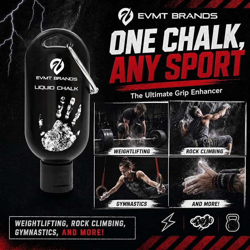Liquid Chalk - Mess-Free Grip Enhancer for Weightlifting, Gymnastics & Climbing - 4pk A2-4pk Cl