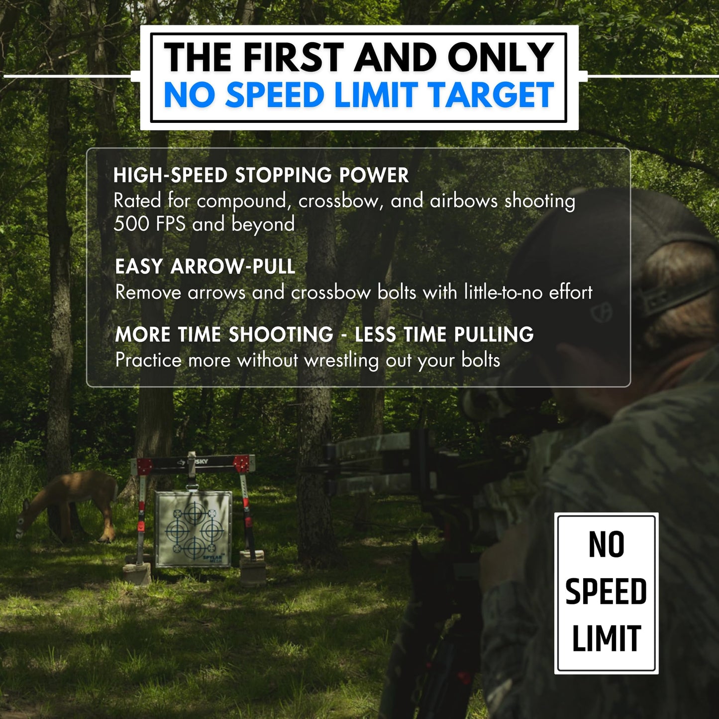 SpyderWeb 20XL No Speed Limit Easy Arrow Pull and Stop, Crossbow Target Block 500fps, Long-Lasting Spylar Face, Custom Waterproof Cover for Backyard Use, Over 200 Practice Points, Field Tip Only