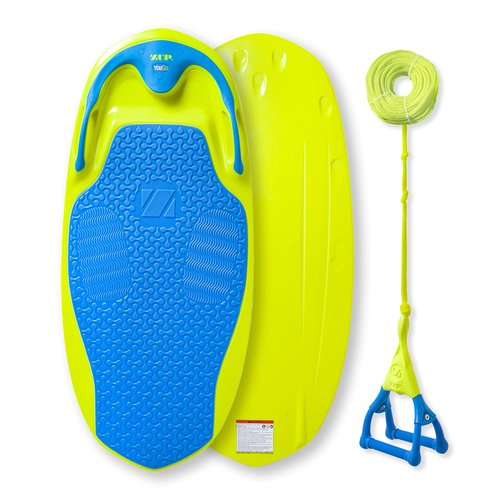 ZUP YouGo Board and Handle Combo with EVA Foam Padding, All-in-One Kneeboard, Wakeboard, Wakeskate, and Wakesurf Board for Kids, Teens, and Adults, 57" x 25" x 5", Yellow