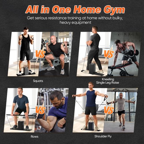 SR3 Pro Smart Home Gym Equipment,Portable Cable Machine for Home Workout ,Max 180lbs Resistance All-in-One Full Body Strength Trainer with Ambient Light