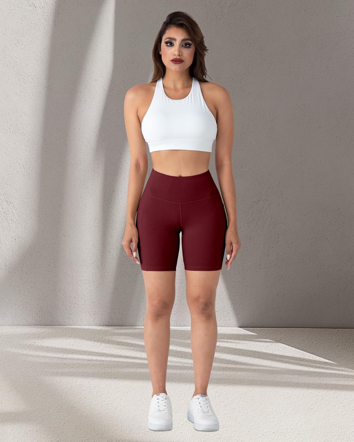 2 Packs Biker Shorts with Pockets for Women, Tummy Control High Waist Spandex Shorts 8" (2BlackDGrayLGray, XL)