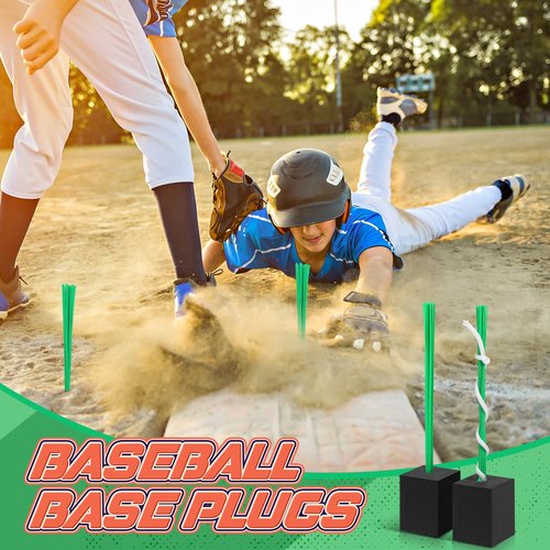 Shappy 12 Pieces 12 Pieces Base Plug with Tassel Baseball Base Plugs Anchor Baseball Field Heavy Duty Anchor Plugs with Tassel for Baseball Field Drill Softball Accessories (Green)