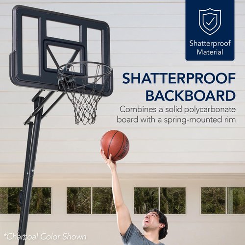 Best Choice Products 4.4-10ft Adjustable Regulation Basketball Hoop, Portable Goal w/Shatterproof Backboard, Ball Return, Base Gel - White