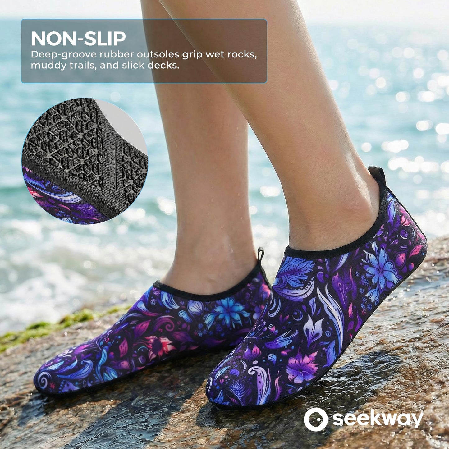 SEEKWAY Water Shoes Barefoot Aqua Socks Quick-Dry Non Slip Shoes for Beach Swim Pool River Boating Surf Women Men Bird SK002(U)