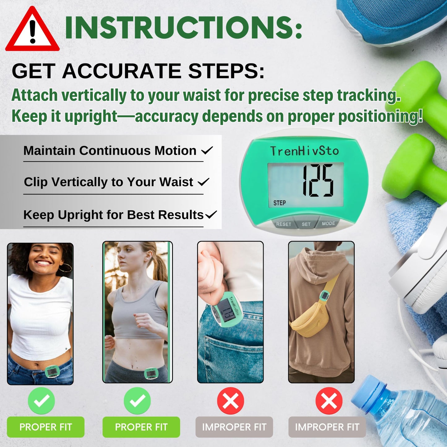 Pedometer for Walking Steps and Miles,Simple Step Counter Clip on Pedometer for Walking Steps and Miles Step Mile Tracker for Running Women Men Kids Seniors,TrenHivSto