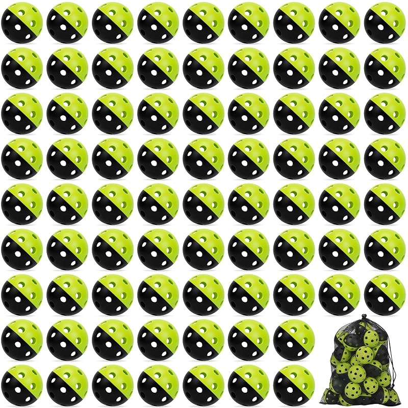 80 Pack Green/Black Two-Tone Practice Baseballs with Drawstring Bag - Lightweight Hollow Training Balls for Indoor Outdoor Use