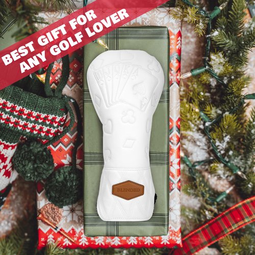 Golf Club Covers Poker Golf Head Covers Driver Covers Fariway Wood Headcover Hybrid Covers Leather Golf Headcover for All Brand,White (for Hybrid)