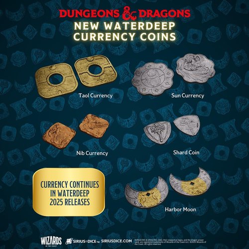 Dungeons & Dragons: Xanathar's Treasure Pack - Randomly Assorted Set w/ 7pc Dice, Metal Coin & Dice Bag - RPG, D&D Waterdeep Collection, Sirius Dice