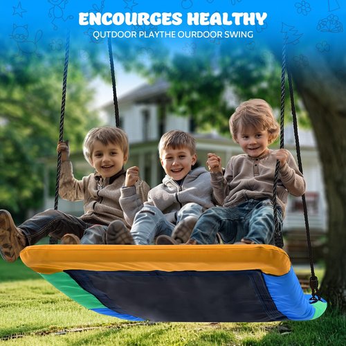 60" Giant 800lbs Rectangular Tree Swing for Kids and Adults,Large Outdoor Tree Swing Waterproof with 2 Hanging Straps
