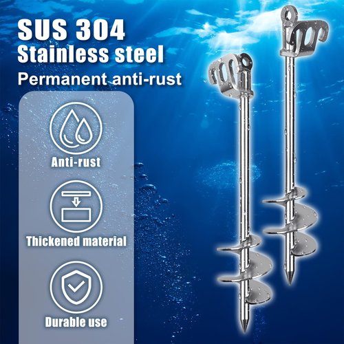 Lifeswell 17" Sand Anchor for Boat, Stainless Steel Boat Beach Anchor, Screw in Sandbar Anchor for Shallow Water, Jet Ski, Kayak, Pontoon Boat Anchor Kit