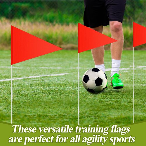 Fanfanwin 10 Pcs Soccer Corner Flags 70 Inch Portable Training Agility Poles Fiberglass Flag Pole for Outdoor Grass Fields Soccer Training