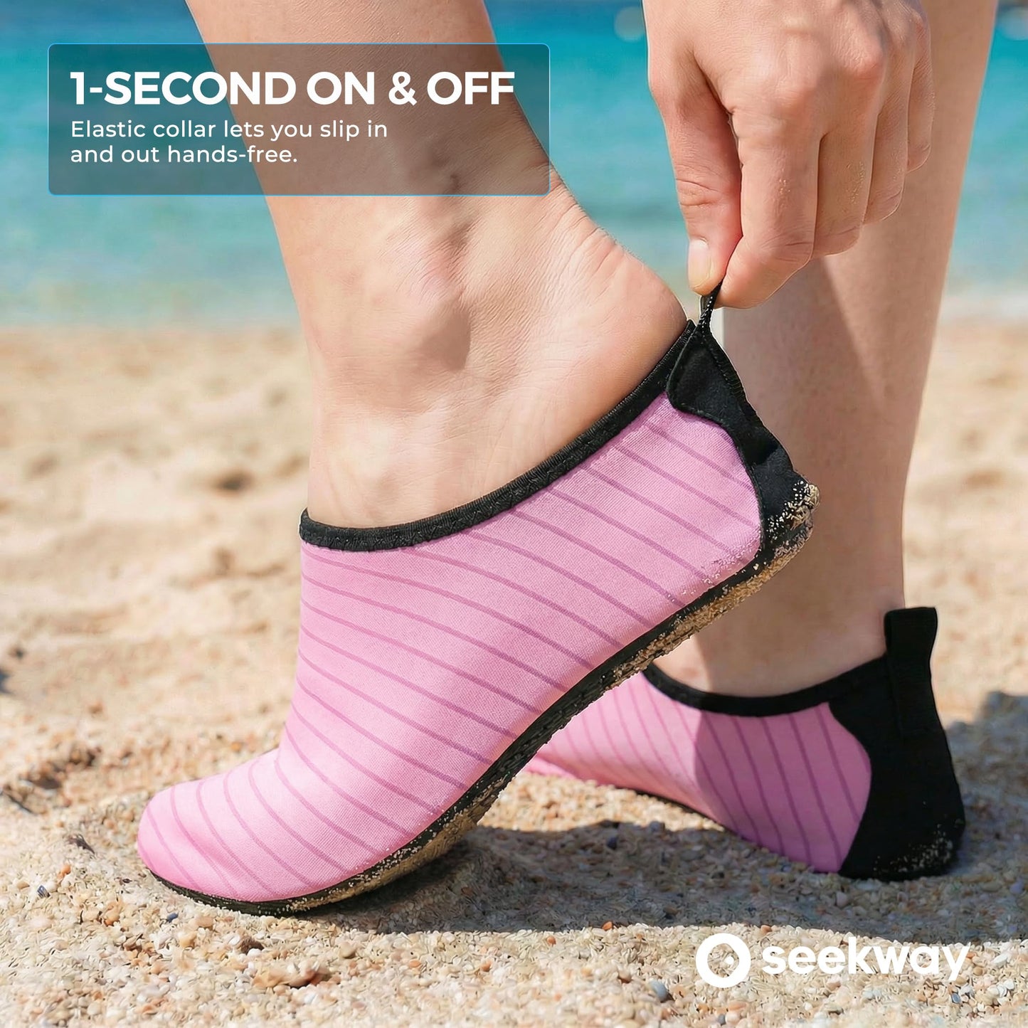 SEEKWAY Water Shoes Quick-Dry Aqua Socks Barefoot Non Slip for Beach Swim Yoga Pool Lake Surf Women Men Pink SK002(U)