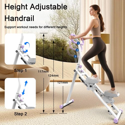 Stair Stepper for Home, Folding Vertical Climber Workout Machine for Full-Body Exercise Stair Stepper with Stable Frame Adjustable Handlebar & Pedals
