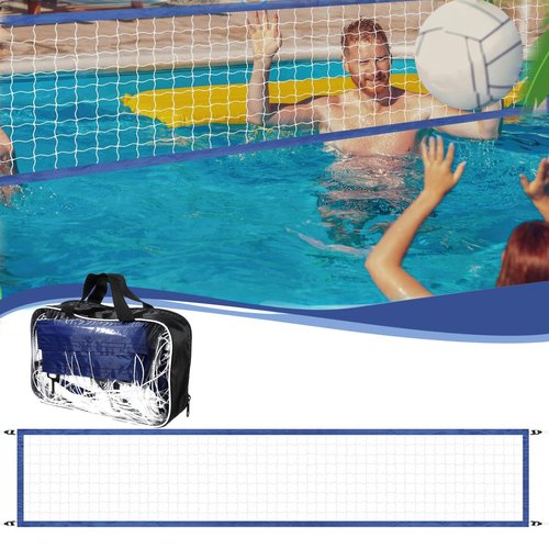 Swimming Pool Volleyball Net, 15x3ft Heavy Duty P-ool Volleyballs Nets, Portable Pools Volleybal l Ne-t Set, Po ol Volleyb All Replacement N-et for Garden, Water Games, Outdoor