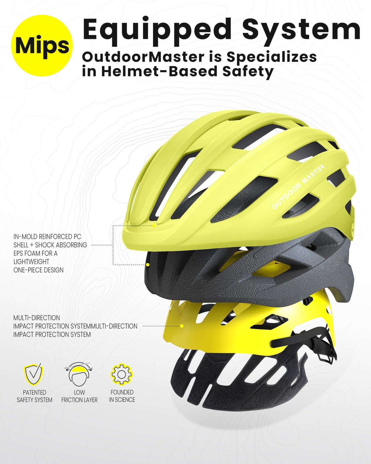 OutdoorMaster MIPS Bike Helmet for Adults-Two Removable Liners & Ventilation in Multi-Environment - Road Bicycle Helmets in Mountain, Motorway for Youth & Adult