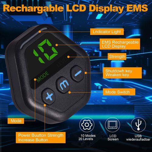 Ab Muscle Toner & Trainer ??EMS Muscle Fitness Device with LCD Screen ??USB Rechargeable Core Workout Gear for Abs, Arms & Legs