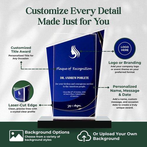Victory Trophy - Custom Acrylic Award Plaque for Employee Recognition, Graduation, Retirement, Corporate Gifts, Milestone Celebrations, and Sports Achievements (6-inch)