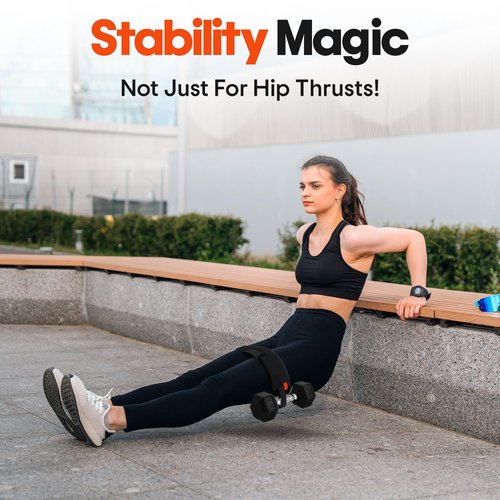 Exercise Hip Thrust Belt – Portable & Adjustable Glute Training Belt for Hip Thrusts, Squats & Glute Activation | Supports Dumbbells & Kettlebells for Gym & Home Workouts