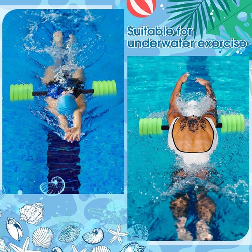 Soulchen Long Aquatic Exercise Dumbbells Foam Water Weights Dumbbell Aquatic Pool Barbells with High Density EVA Foam for Swim Water Aerobics Workouts Loss(Green,29.13 Inch)