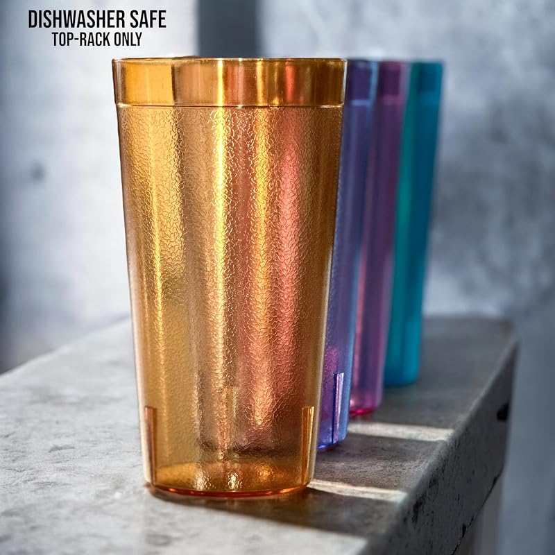 20 oz Plastic Tumbler Set - 24 Pack, BPA-Free, Shatterproof, Stackable Drinking Glasses