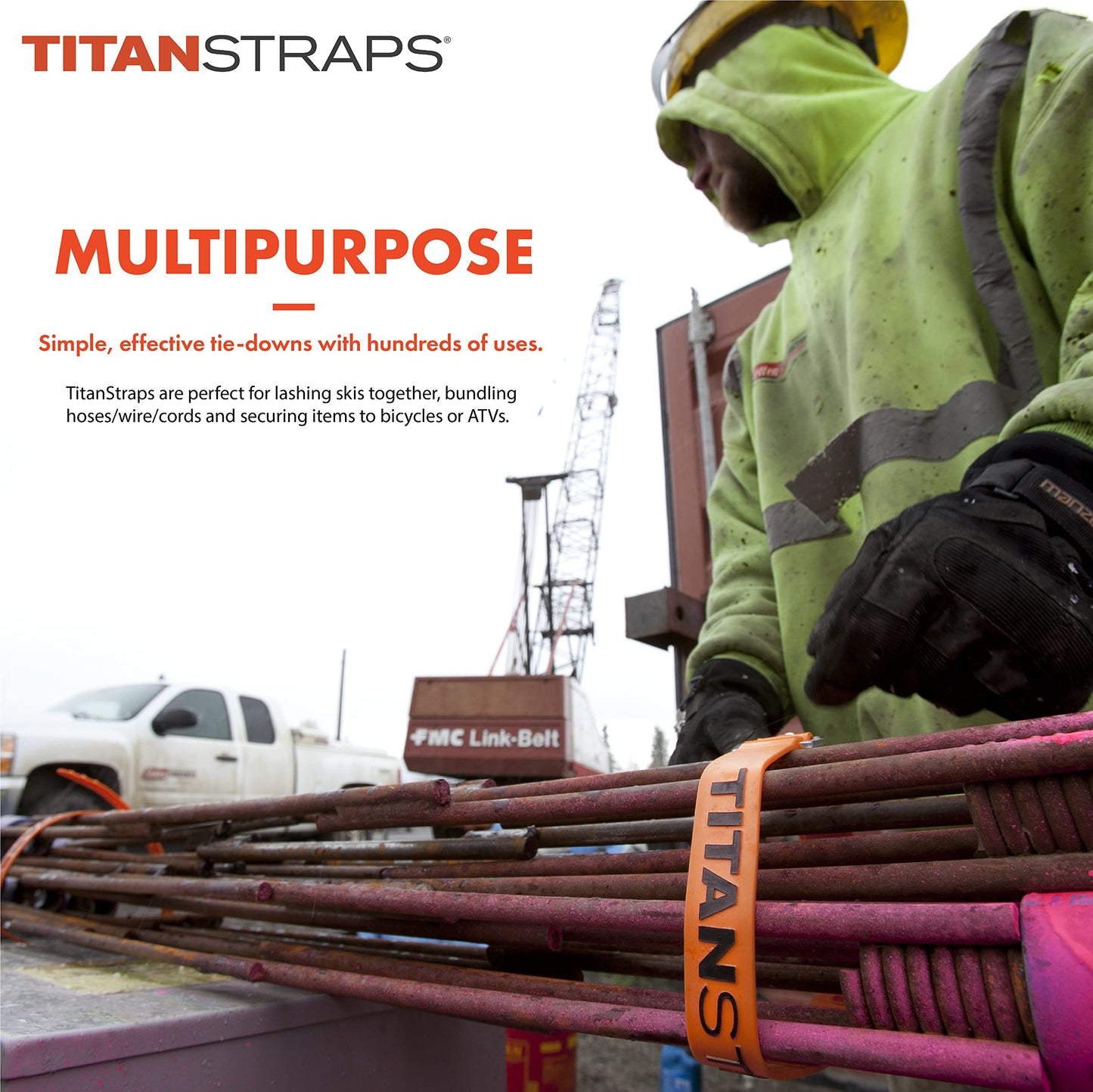 Titan Industrial Straps – Strong & Simple Tie-Downs for Construction (Welders, DIY Home) & 1st Responders – 3 Year Warranty, Batch Tested – 70 lb. Working Load, 25" Length, Black, 4-Pack