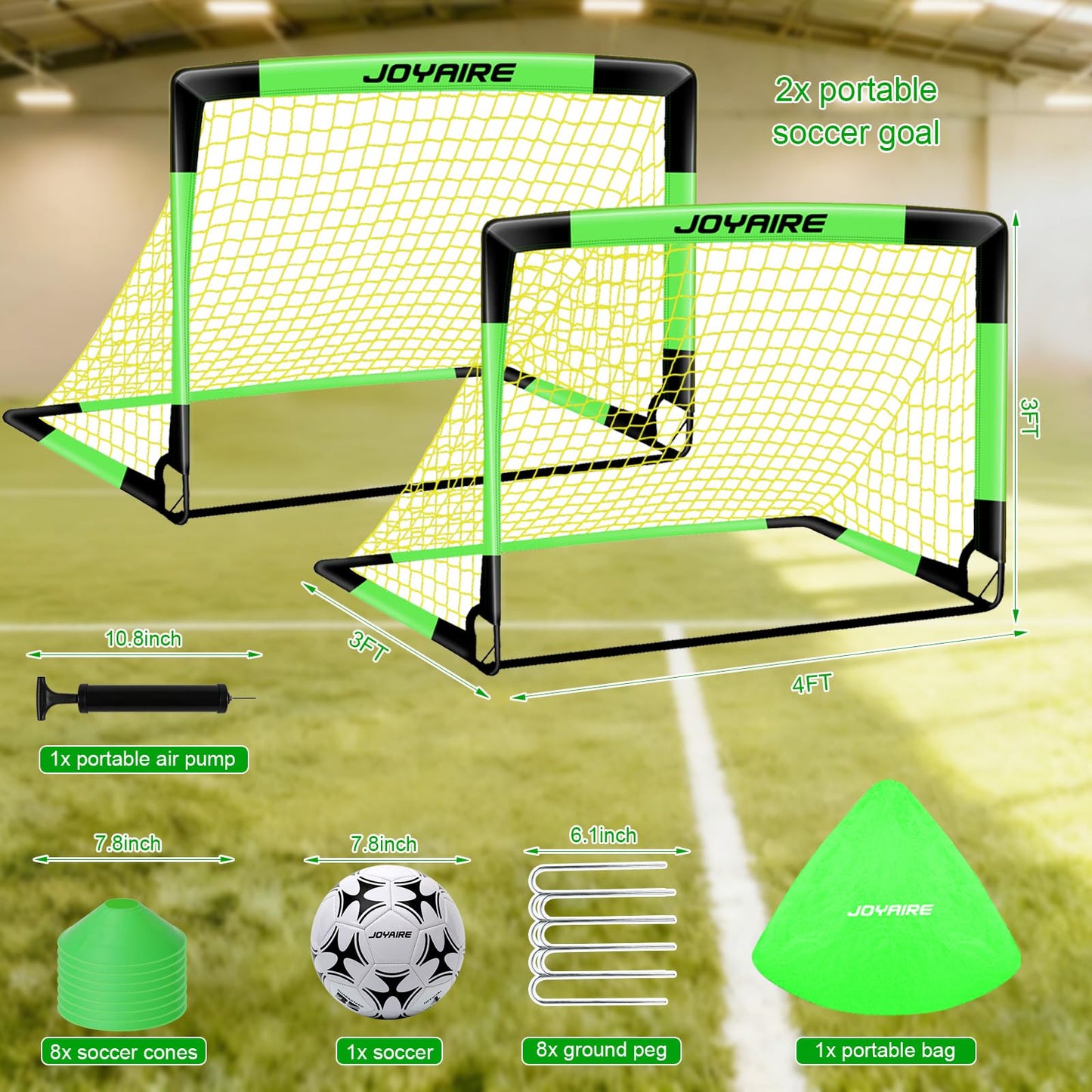 Soccer Goals for Backyard Set, Portable Kids Toddler Soccer Net 2 of 4' x 3', Pop Up Soccer Goal Soccer Training Equipment with Size 4 Soccer Ball, Carry Bag, Youth, Games, Sport, Outdoor Play